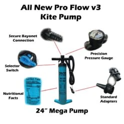 PKS Pro Flow V3 XL Kite Pump With PSI Meter 24" Discounts Apply ! -Kiteboarding Shop pks 2020 pro flow v3 mega pump 4